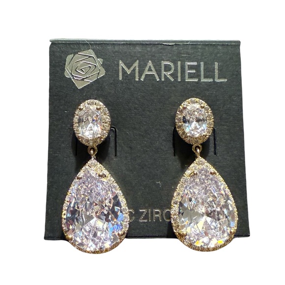Mariell - NWT - Cubic Zirconia Tear-Drop dangle Earrings - Picture 4 of 10